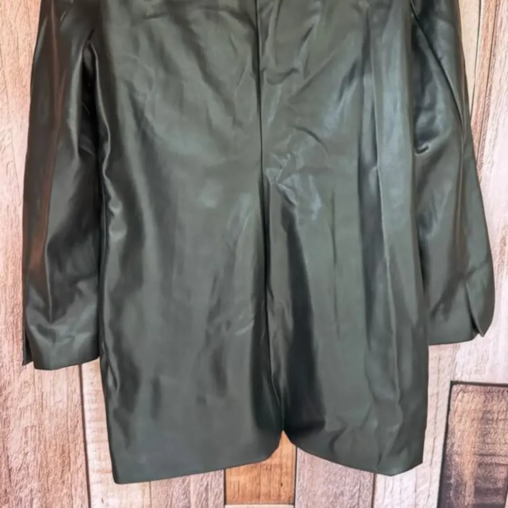 Abercrombie‎ & Fitch Faux Leather Jacket Black Large Workwear Minimalist NWT - Picture 6 of 9